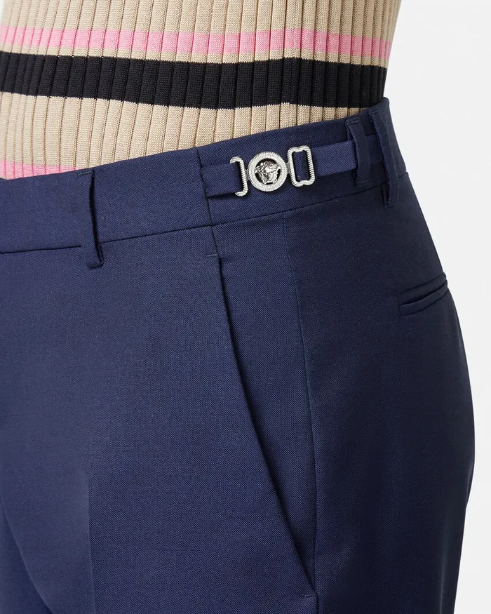 Blazers and Suits Men Versace Wool Formal Pants Blue