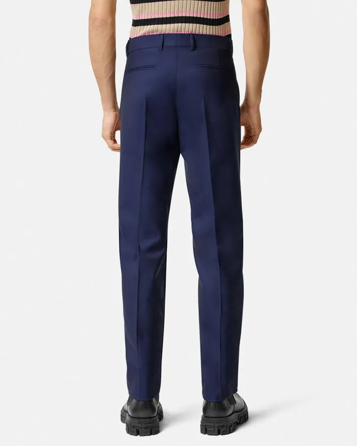 Blazers and Suits Men Versace Wool Formal Pants Blue