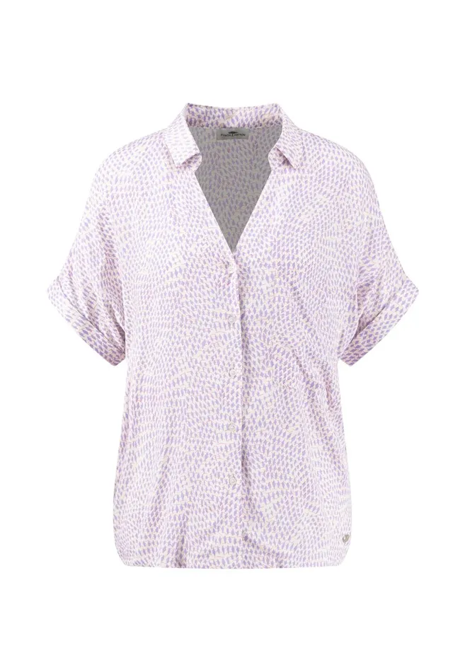 Blouses Women FYNCHHATTON Patterned Short sleeved Blouse Made Of Flowing Viscose Summer Lavenderfuchsia Pink