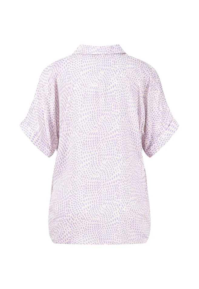 Blouses Women FYNCHHATTON Patterned Short sleeved Blouse Made Of Flowing Viscose Summer Lavenderfuchsia Pink