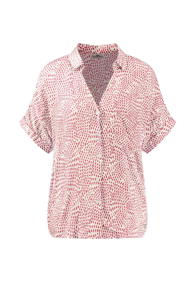 Blouses Women FYNCHHATTON Patterned Short sleeved Blouse Made Of Flowing Viscose Summer Lavenderfuchsia Pink
