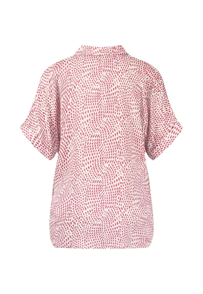 Blouses Women FYNCHHATTON Patterned Short sleeved Blouse Made Of Flowing Viscose Summer Lavenderfuchsia Pink