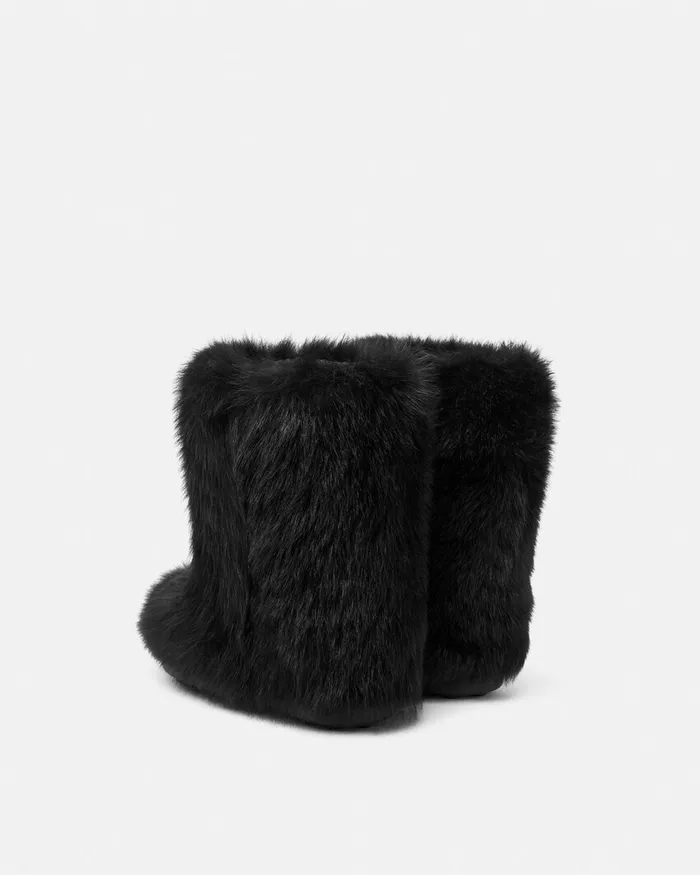 Boots Women Versace Gianni Ribbon Shearling Boots Blackgold