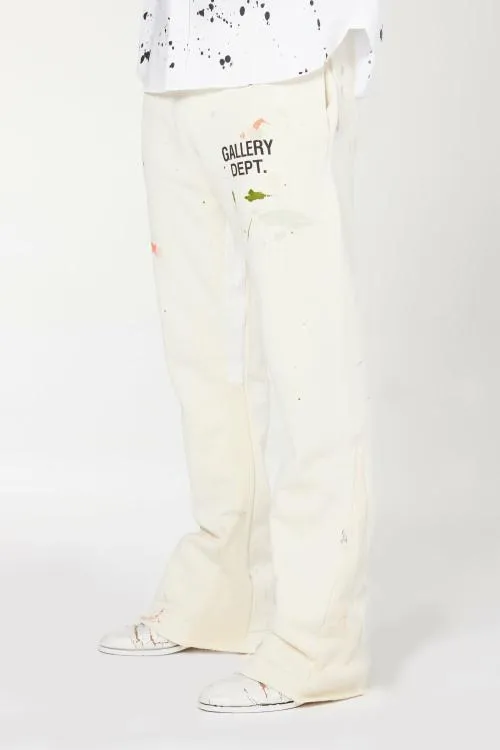Bottoms WomenMen Gallery Dept GD PAINTED FLARE SWEATPANT White