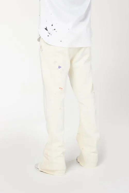 Bottoms WomenMen Gallery Dept GD PAINTED FLARE SWEATPANT White