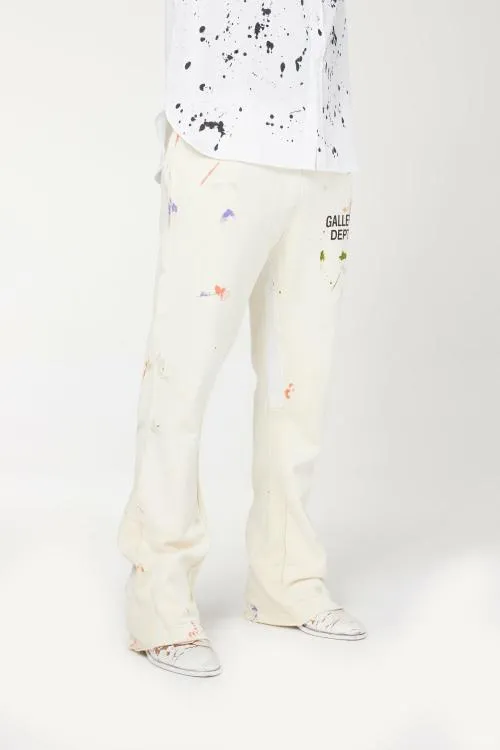Bottoms WomenMen Gallery Dept GD PAINTED FLARE SWEATPANT White