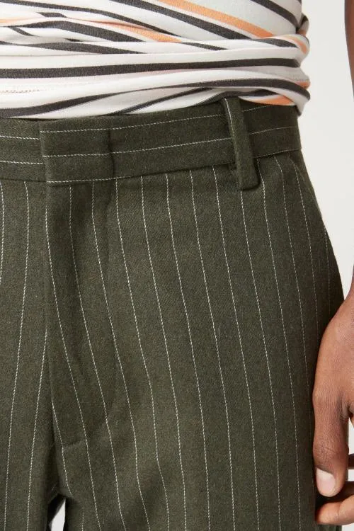 Bottoms WomenMen Gallery Dept PINSTRIPE DRESS PANT FLARE Dark Green