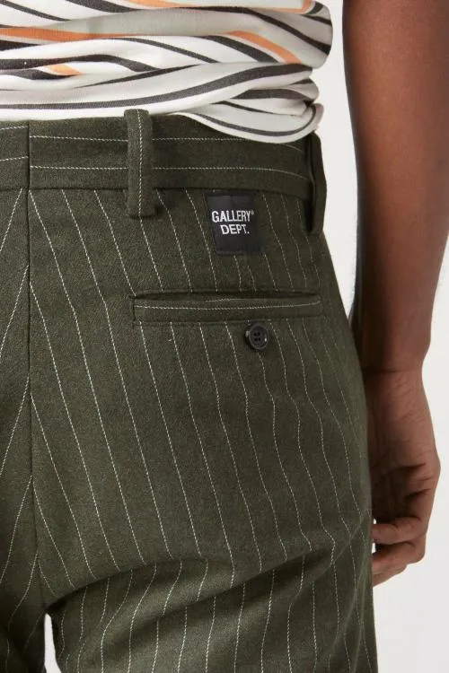 Bottoms WomenMen Gallery Dept PINSTRIPE DRESS PANT FLARE Dark Green