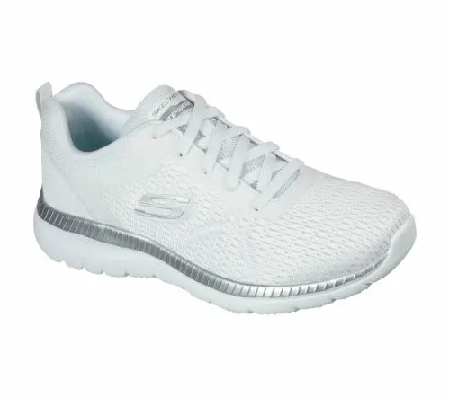Bountiful 8211 Quick Path White Silver Women SKECHERS Lace Up Bountiful 8211 Quick Path White Silver Women SKECHERS Lace Up