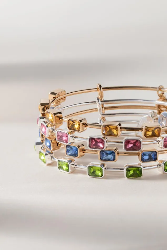 Bracelets Women Alex And Ani February Birthstone Emerald Cut Bangle Gold