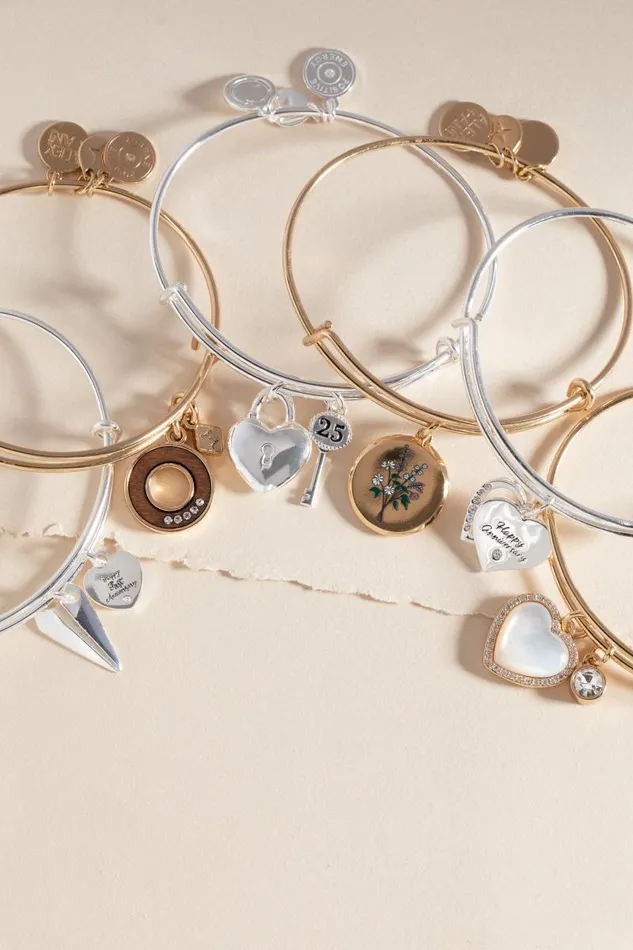 Bracelets Women Alex And Ani FiveYear Anniversary Bangle Shiny Gold