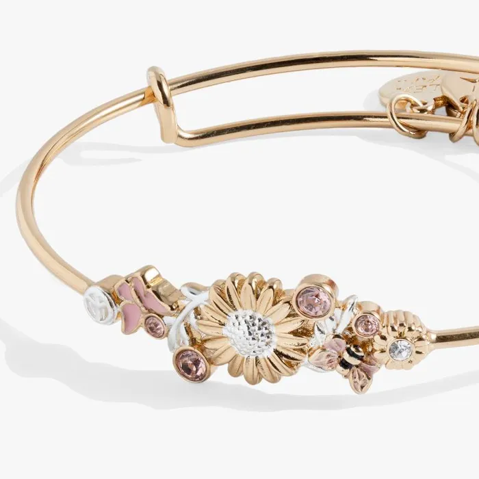 Bracelets Women Alex And Ani Floral Inline Bangle Two Tone