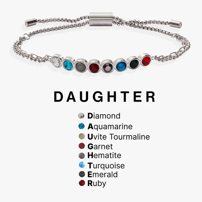 Bracelets Women Alex And Ani Hidden Message 039Daughter039 Acrostic Bolo Stainless Steel Gold