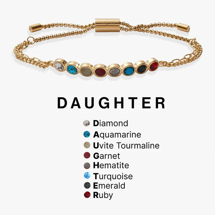 Bracelets Women Alex And Ani Hidden Message 039Daughter039 Acrostic Bolo Stainless Steel Gold