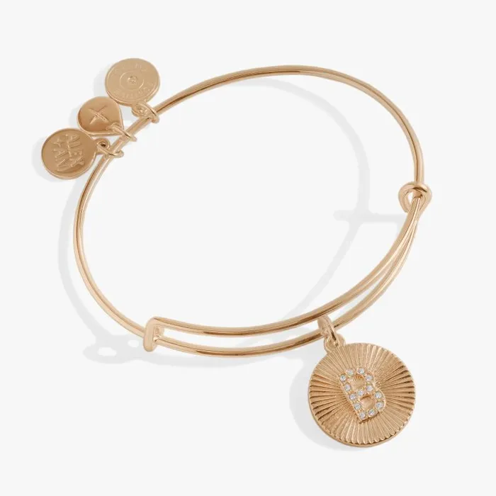 Bracelets Women Alex And Ani Initial B Pave Starburst Texture Bangle Gold