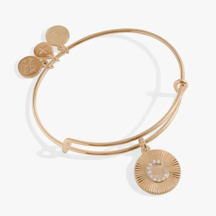 Bracelets Women Alex And Ani Initial C Pave Starburst Texture Bangle Gold