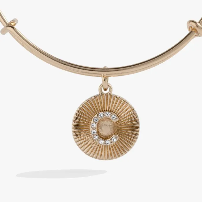 Bracelets Women Alex And Ani Initial C Pave Starburst Texture Bangle Gold