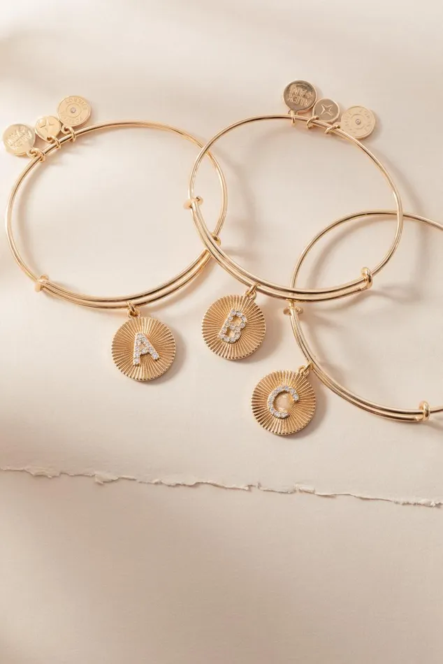 Bracelets Women Alex And Ani Initial C Pave Starburst Texture Bangle Gold