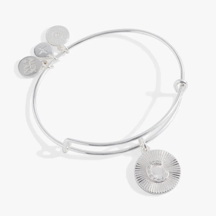 Bracelets Women Alex And Ani Initial C Pave Starburst Texture Bangle Gold