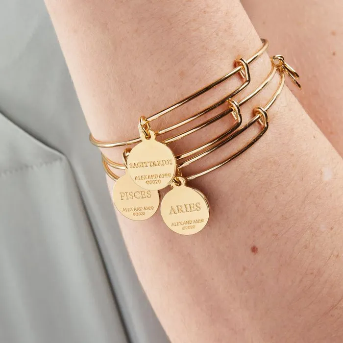 Bracelets Women Alex And Ani Libra Zodiac Charm Bangle Gold