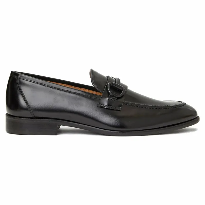 Bruno Magli Alessio Slip On Black Bit Loafer Black Leather Men Dress Shoes