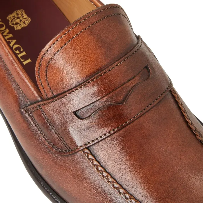 Bruno Magli Arden Braided Leather LoaferCognac Men Loafers and Slipons