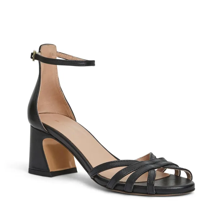 Bruno Magli FELICITY Strapped Sandal Low Heel BLACK Women Sandals and Slides