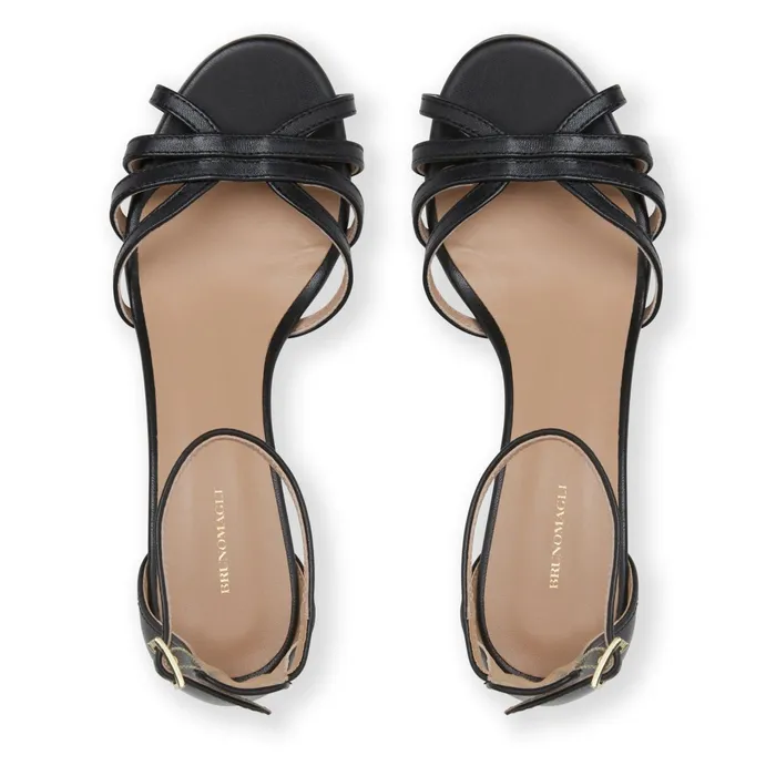 Bruno Magli FELICITY Strapped Sandal Low Heel BLACK Women Sandals and Slides