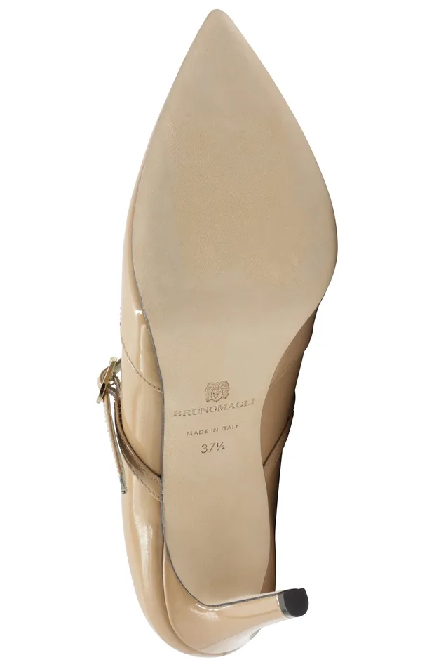 Bruno Magli Gemma MaryJane Leather Pump 8211 Honey Patent Women Pumps