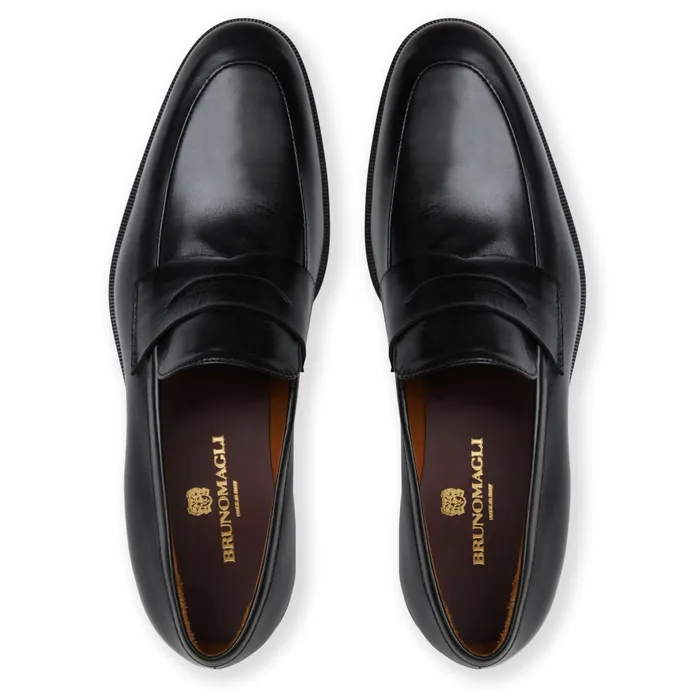 Bruno Magli Maioco Slip On Loafer Black Leather Men Loafers and Slipons