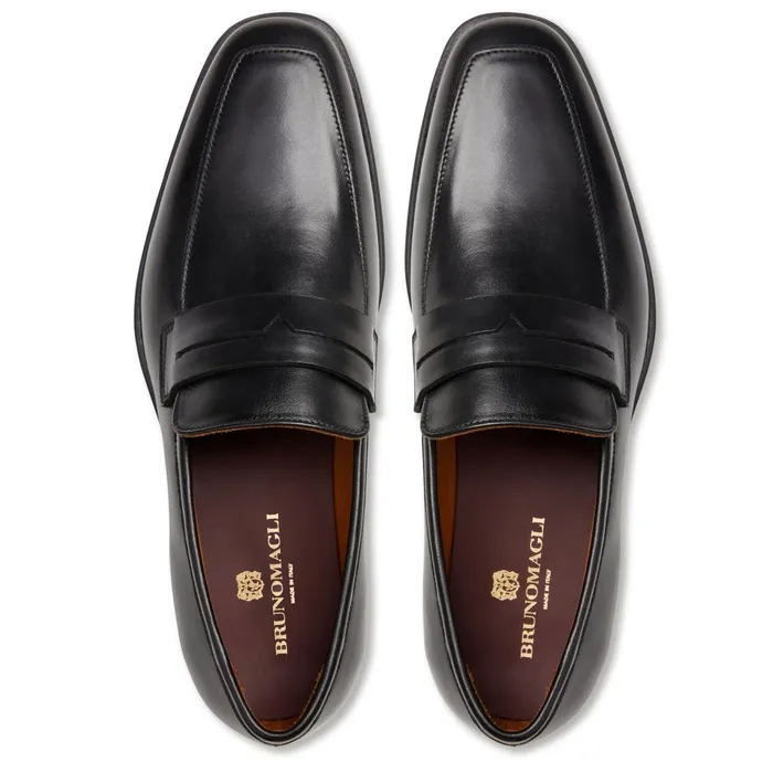 Bruno Magli Raging Leather Penny Loafer Black Men Loafers and Slipons