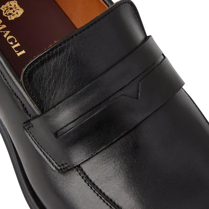 Bruno Magli Raging Leather Penny Loafer Black Men Loafers and Slipons