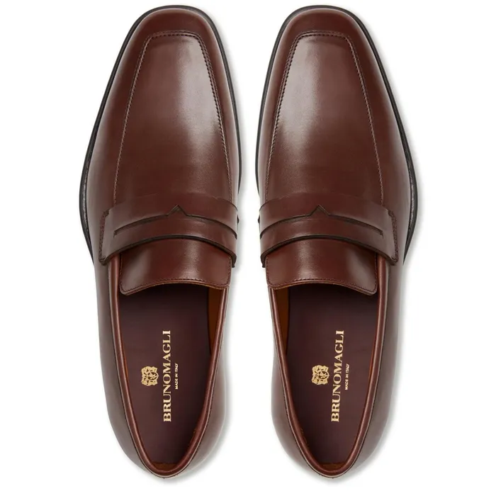 Bruno Magli Raging Leather Penny Loafer Cognac Men Dress Shoes