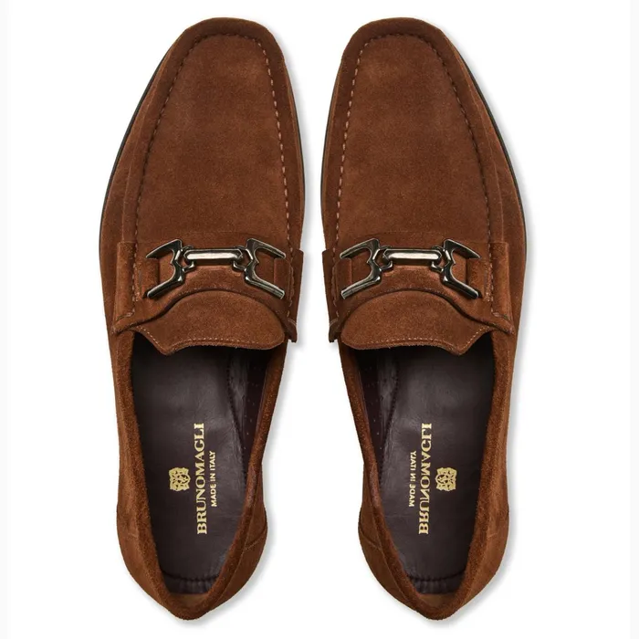 Bruno Magli Trieste Classic Suede Loafer Cognac Men Loafers and Slipons