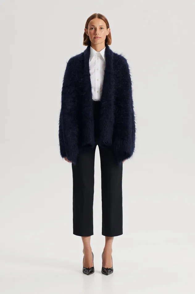 BRUSHED MOHAIR CARDIGAN 3 NAVY Women Knitwear Scanlan Theodore BRUSHED MOHAIR CARDIGAN 3 NAVY Women Knitwear Scanlan Theodore