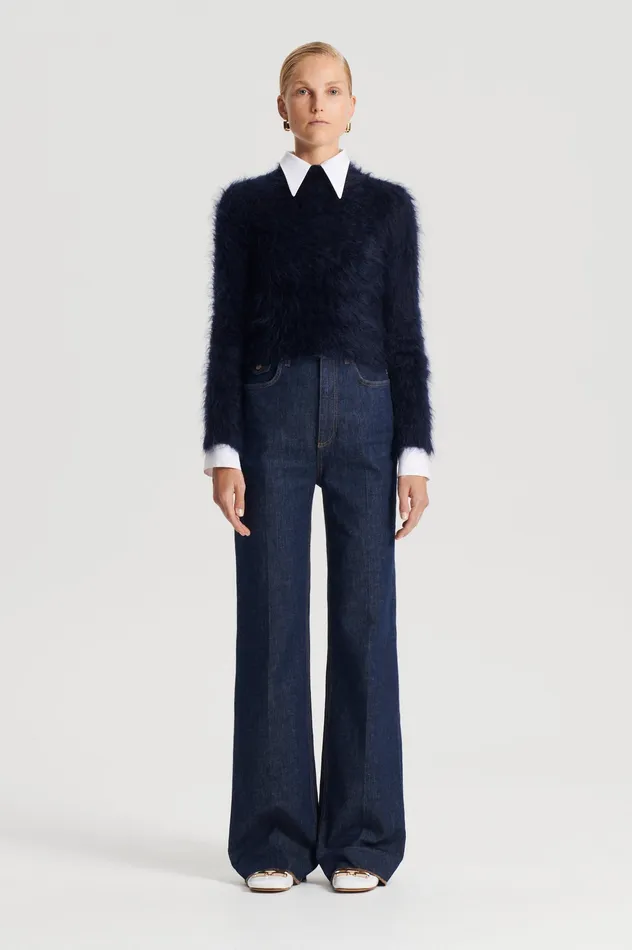 BRUSHED MOHAIR SLIM SWEATER NAVY Women Sweaters Scanlan Theodore