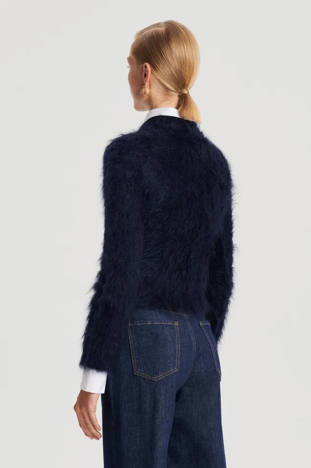 BRUSHED MOHAIR SLIM SWEATER NAVY Women Sweaters Scanlan Theodore BRUSHED MOHAIR SLIM SWEATER NAVY Women Sweaters Scanlan Theodore