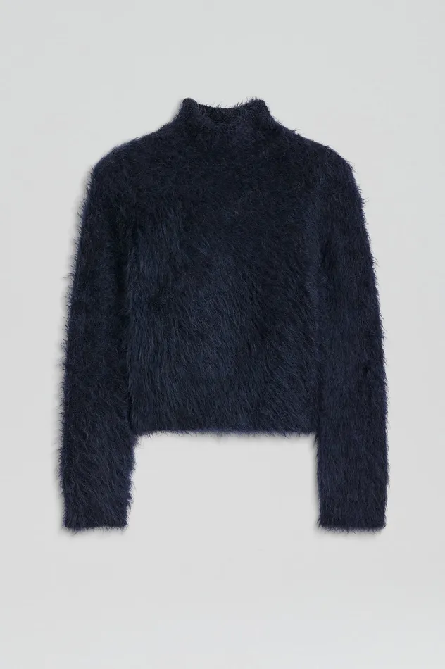 BRUSHED MOHAIR SLIM SWEATER NAVY Women Sweaters Scanlan Theodore BRUSHED MOHAIR SLIM SWEATER NAVY Women Sweaters Scanlan Theodore