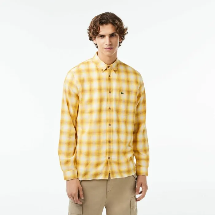 Button Down Shirts Men Lacoste Men039s Cotton And Wool Blend Checked Flannel Shirt Brown White Qiq Button Down Shirts Men Lacoste Men039s Cotton And Wool Blend Checked Flannel Shirt Brown White Qiq