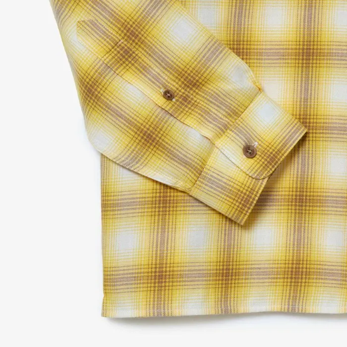 Button Down Shirts Men Lacoste Men039s Cotton And Wool Blend Checked Flannel Shirt Brown White Qiq
