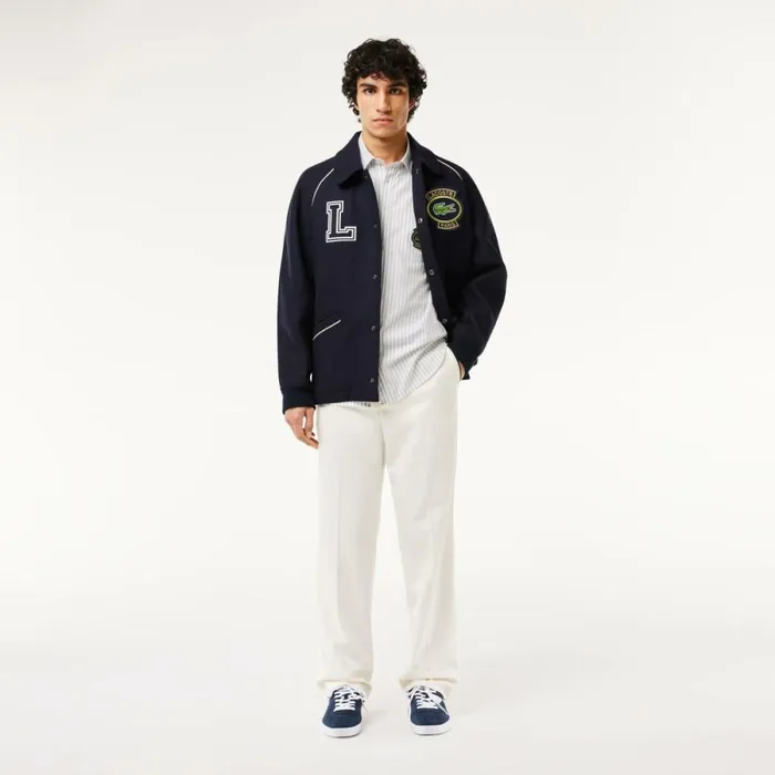 Button Down Shirts Men Lacoste Men039s Logo Badge Striped Shirt White Beige Iqi