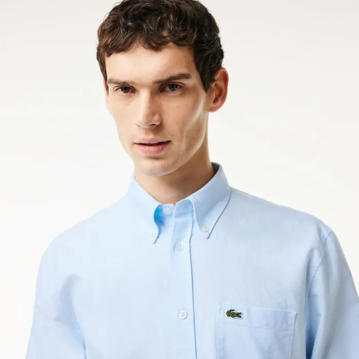 Button Down Shirts Men Lacoste Men039s Regular Fit Cotton Oxford Shirt White Blue F6z
