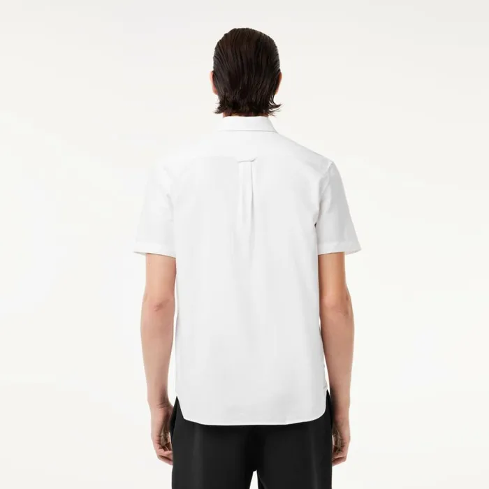 Button Down Shirts Men Lacoste Men039s Regular Fit Short Sleeve Oxford Shirt White 001
