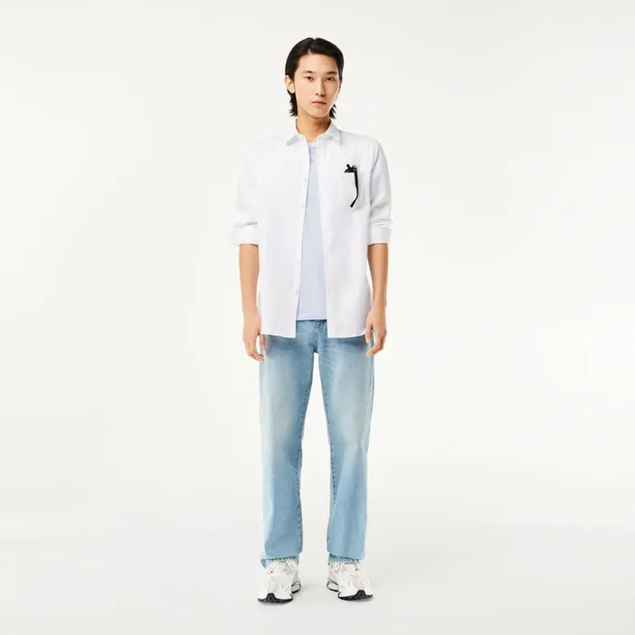 Button Down Shirts Men Lacoste Men039s Regular Fit Solid Cotton Shirt White 001