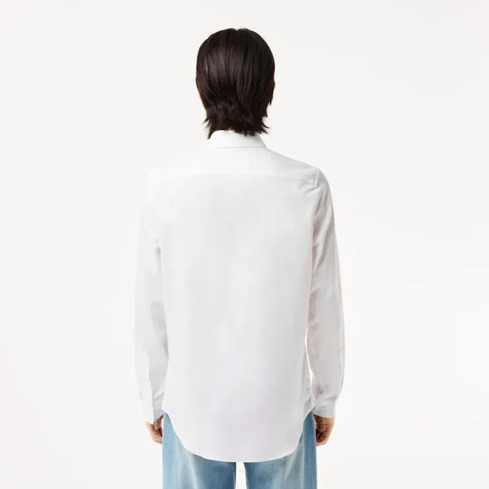 Button Down Shirts Men Lacoste Men039s Regular Fit Solid Cotton Shirt White 001