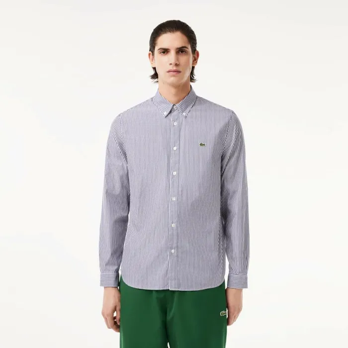 Button Down Shirts Men Lacoste Men039s Regular Fit Striped Cotton Shirt White Navy Blue 522 Button Down Shirts Men Lacoste Men039s Regular Fit Striped Cotton Shirt White Navy Blue 522