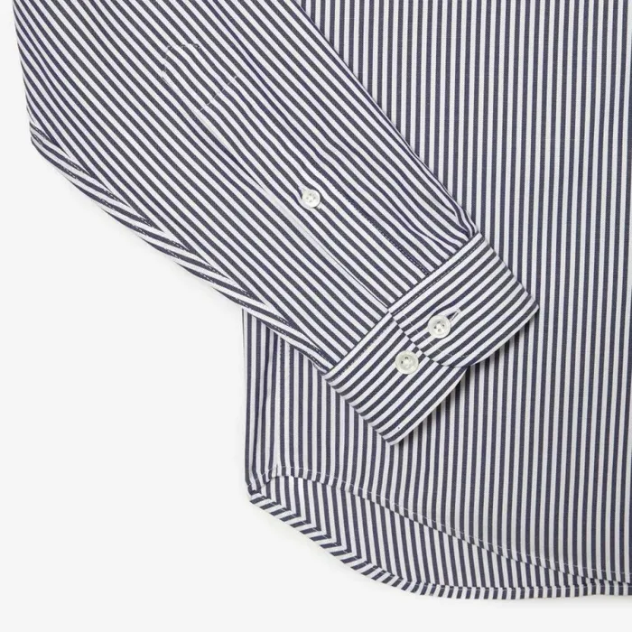 Button Down Shirts Men Lacoste Men039s Regular Fit Striped Cotton Shirt White Navy Blue 522