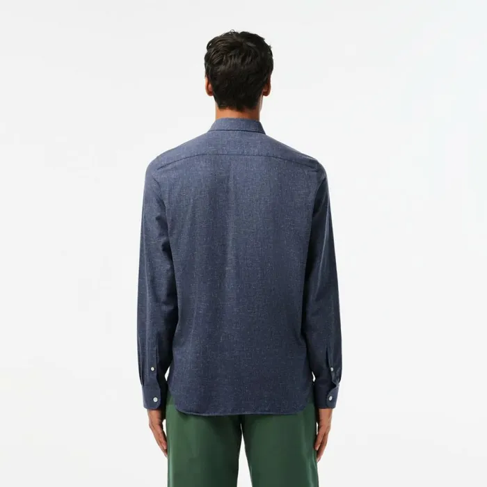 Button Down Shirts Men Lacoste Men039s Slim Fit Cotton Chambray Shirt Navy Blue White Hhw