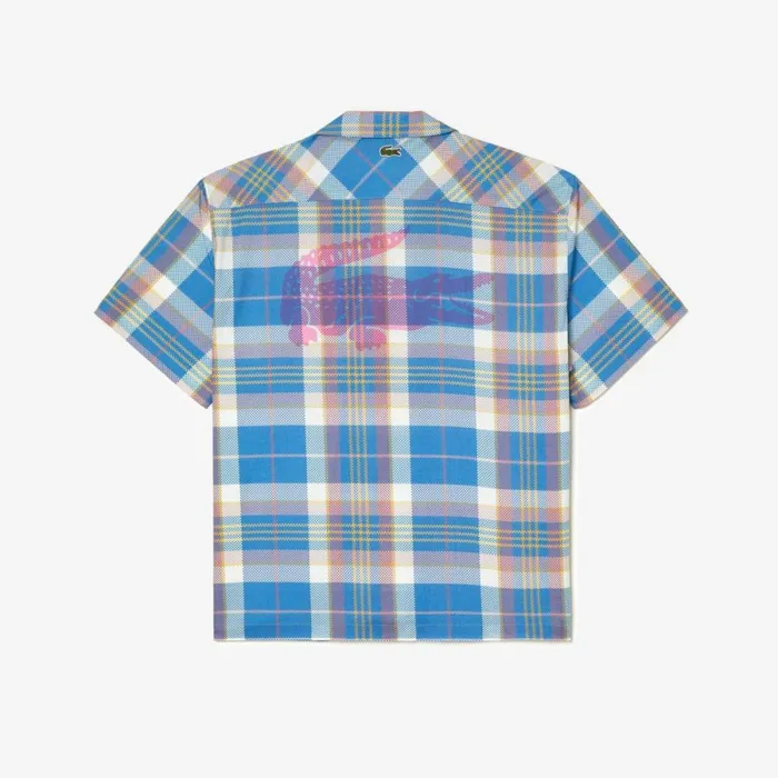 Button Down Shirts Men Lacoste Mens Short Sleeve Organic Cotton Check Shirt Blue White Cgd