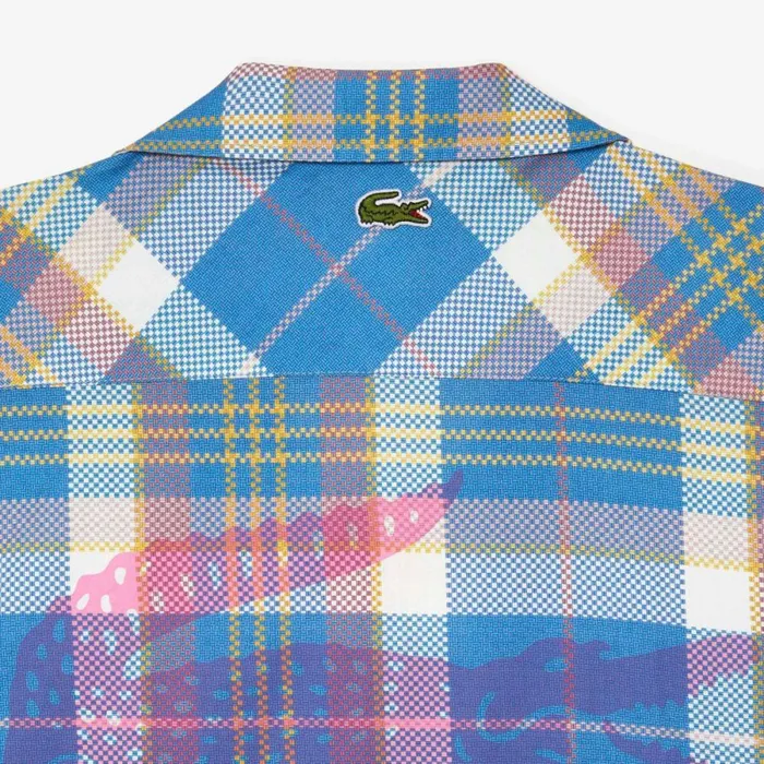 Button Down Shirts Men Lacoste Mens Short Sleeve Organic Cotton Check Shirt Blue White Cgd